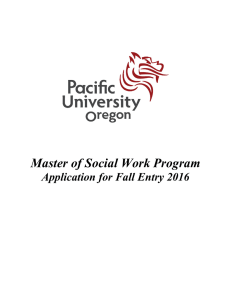 Master of Social Work Program Application for Fall Entry 2016