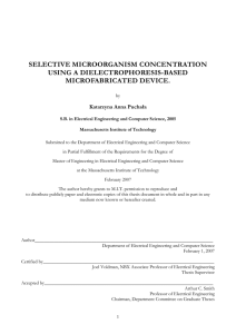 SELECTIVE MICROORGANISM CONCENTRATION USING A DIELECTROPHORESIS-BASED MICROFABRICATED DEVICE.