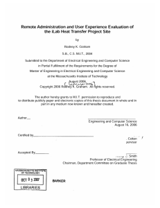 Remote  Administration and  User  Experience  Evaluation ... the  iLab Heat  Transfer  Project Site