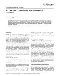 An Overview of Continuing Interprofessional Education Foundations of Continuing Education S