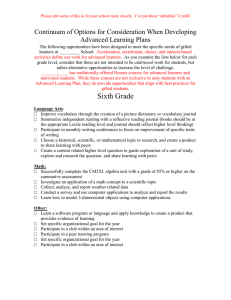 Continuum of Options for Consideration When Developing Advanced Learning Plans