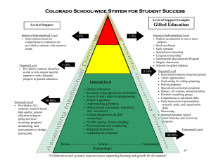 Colorado School-wide System for Student Success Gifted Education  Level of Support Examples