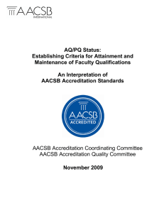 AQ/PQ Status: Establishing Criteria for Attainment and Maintenance of Faculty Qualifications