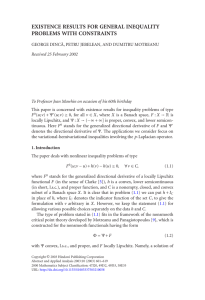 EXISTENCE RESULTS FOR GENERAL INEQUALITY PROBLEMS WITH CONSTRAINTS