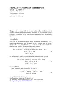 FEEDBACK STABILIZATION OF SEMILINEAR HEAT EQUATIONS