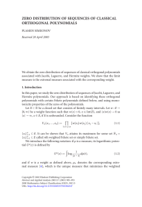 ZERO DISTRIBUTION OF SEQUENCES OF CLASSICAL ORTHOGONAL POLYNOMIALS