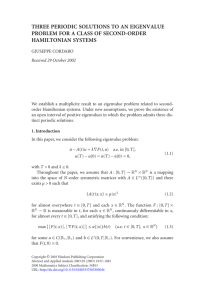 THREE PERIODIC SOLUTIONS TO AN EIGENVALUE HAMILTONIAN SYSTEMS