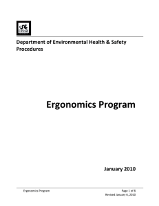 Ergonomics Program   Department of Environmental Health &amp; Safety  Procedures