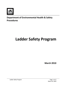 Ladder Safety Program   Department of Environmental Health &amp; Safety  Procedures