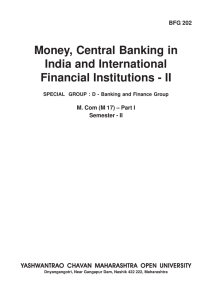 Money, Central Banking in India and International Financial Institutions - II