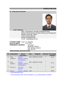 CURRICULUM VITAE  Dr. Tridip Kumar Hazarika Asst. Professor