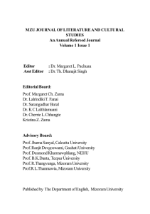 1 Asst Editor MZU JOURNAL OF LITERATURE AND CULTURAL STUDIES
