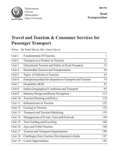 Travel and Tourism &amp; Consumer Services for Passenger Transport