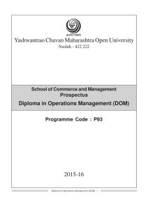 Yashwantrao Chavan Maharashtra Open University 2015-16 Diploma in Operations Management (DOM) Prospectus
