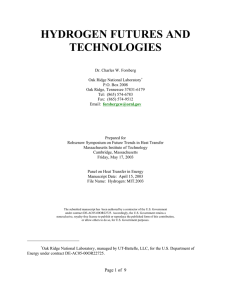 HYDROGEN FUTURES AND TECHNOLOGIES