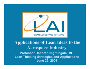 Applications of Lean Ideas to the Aerospace Industry Professor Deborah Nightingale, MIT