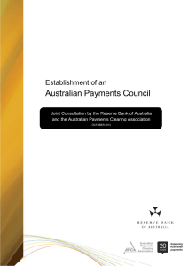 Australian Payments Council Establishment of an