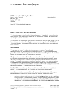 OTC Derivatives Central Clearing Consultation Reserve Bank of Australia 1 September 2011