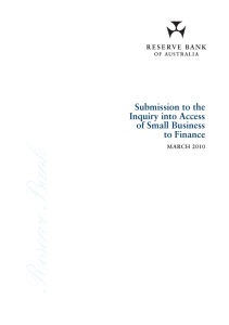 Submission to the Inquiry into Access of Small Business to Finance