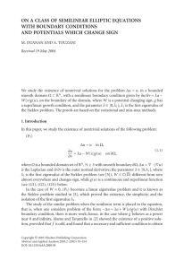 ON A CLASS OF SEMILINEAR ELLIPTIC EQUATIONS WITH BOUNDARY CONDITIONS