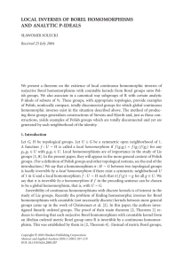 LOCAL INVERSES OF BOREL HOMOMORPHISMS AND ANALYTIC P-IDEALS