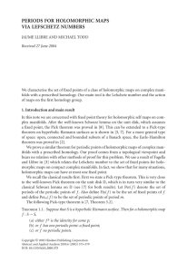 PERIODS FOR HOLOMORPHIC MAPS VIA LEFSCHETZ NUMBERS