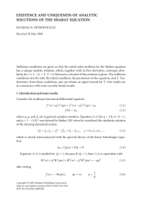 EXISTENCE AND UNIQUENESS OF ANALYTIC SOLUTIONS OF THE SHABAT EQUATION