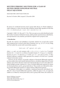 MULTIPLE PERIODIC SOLUTIONS FOR A CLASS OF SECOND-ORDER NONLINEAR NEUTRAL DELAY EQUATIONS