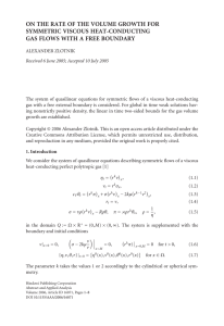 ON THE RATE OF THE VOLUME GROWTH FOR SYMMETRIC VISCOUS HEAT-CONDUCTING