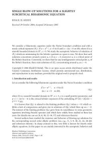 SINGLE BLOW-UP SOLUTIONS FOR A SLIGHTLY SUBCRITICAL BIHARMONIC EQUATION