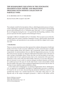 THE KOLMOGOROV EQUATION IN THE STOCHASTIC FRAGMENTATION THEORY AND BRANCHING