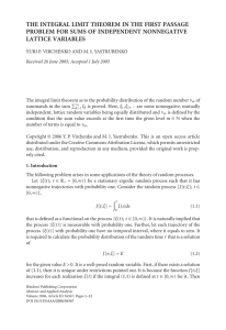 THE INTEGRAL LIMIT THEOREM IN THE FIRST PASSAGE LATTICE VARIABLES