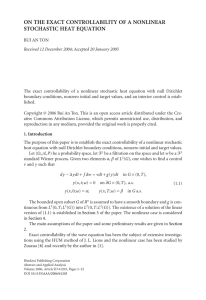 ON THE EXACT CONTROLLABILITY OF A NONLINEAR STOCHASTIC HEAT EQUATION