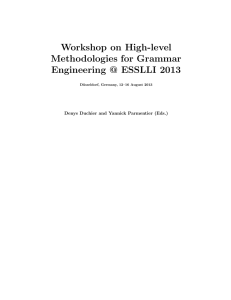 Workshop on High-level Methodologies for Grammar Engineering @ ESSLLI 2013