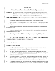 BSNA11-A03 National Student Nurse Association Membership Amendment Summary: