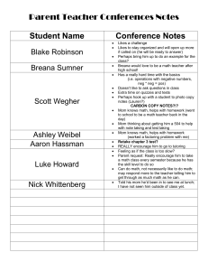 Parent Teacher Conferences Notes  Student Name Conference Notes