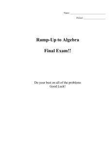 Ramp-Up to Algebra  Final Exam!!