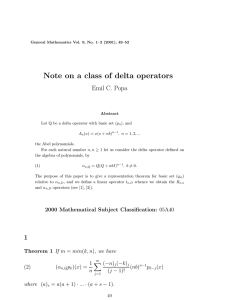 Note on a class of delta operators Emil C. Popa