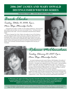 Brock Clarke 2006-2007 JAMES AND MARY OSWALD DISTINGUISHED WRITERS SERIES