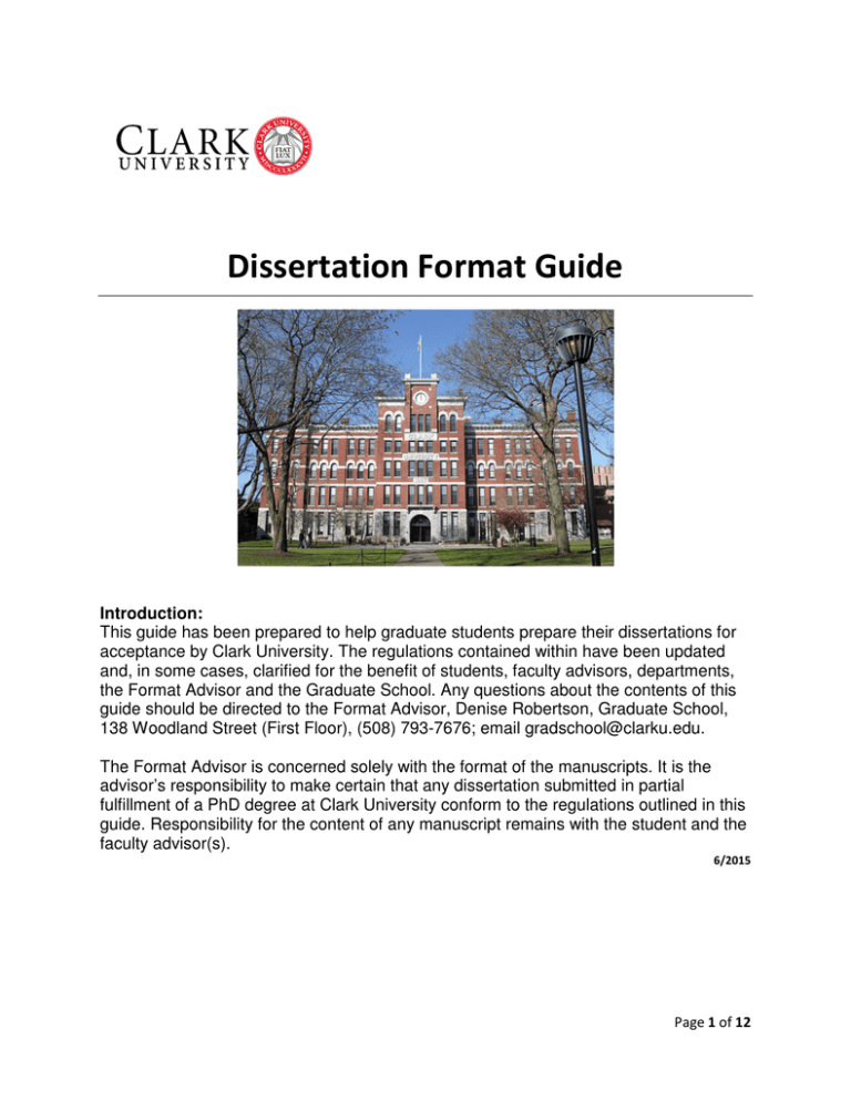 format of dissertation
