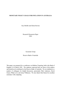 MONETARY POLICY GOALS FOR INFLATION IN AUSTRALIA Research Discussion Paper 9503