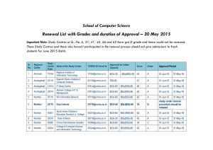 Renewal List with Grades and duration of Approval – 30... School of Computer Science