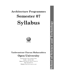 Syllabus Semester 07 School of Science and Technology Architecture Programmes