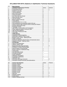 SYLLABUS FOR DOTA (Diploma in Ophthalmic Technical Assistant)