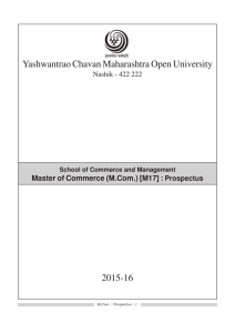 Yashwantrao Chavan Maharashtra Open University 2015-16 Master of Commerce (M.Com.) [M17] : Prospectus