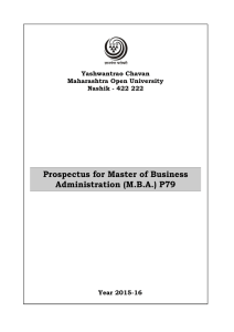 Prospectus for Master of Business Administration (M.B.A.) P79 Yashwantrao Chavan Maharashtra Open University