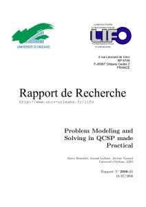 Rapport de Recherche Problem Modeling and Solving in QCSP made Practical