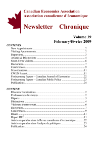 Newsletter    Chronique Canadian Economics Association Association canadienne d’économique