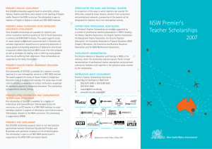 PREMIER’S ENGLISH SCHOLARSHIP One $10,000 scholarship supports travel to universities, schools,