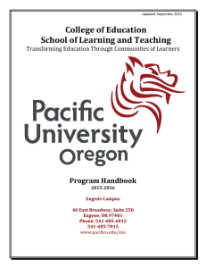 College	of	Education School	of	Learning	and	Teaching Program	Handbook Transforming	Education	Through	Communities	of	Learners
